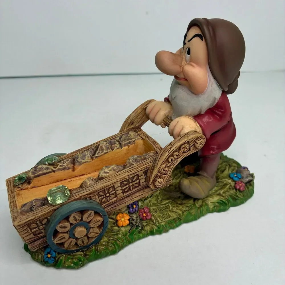Disney Snow White & The Seven Dwarfs Desk Set GRUMPY Business Card Holder Vtg
